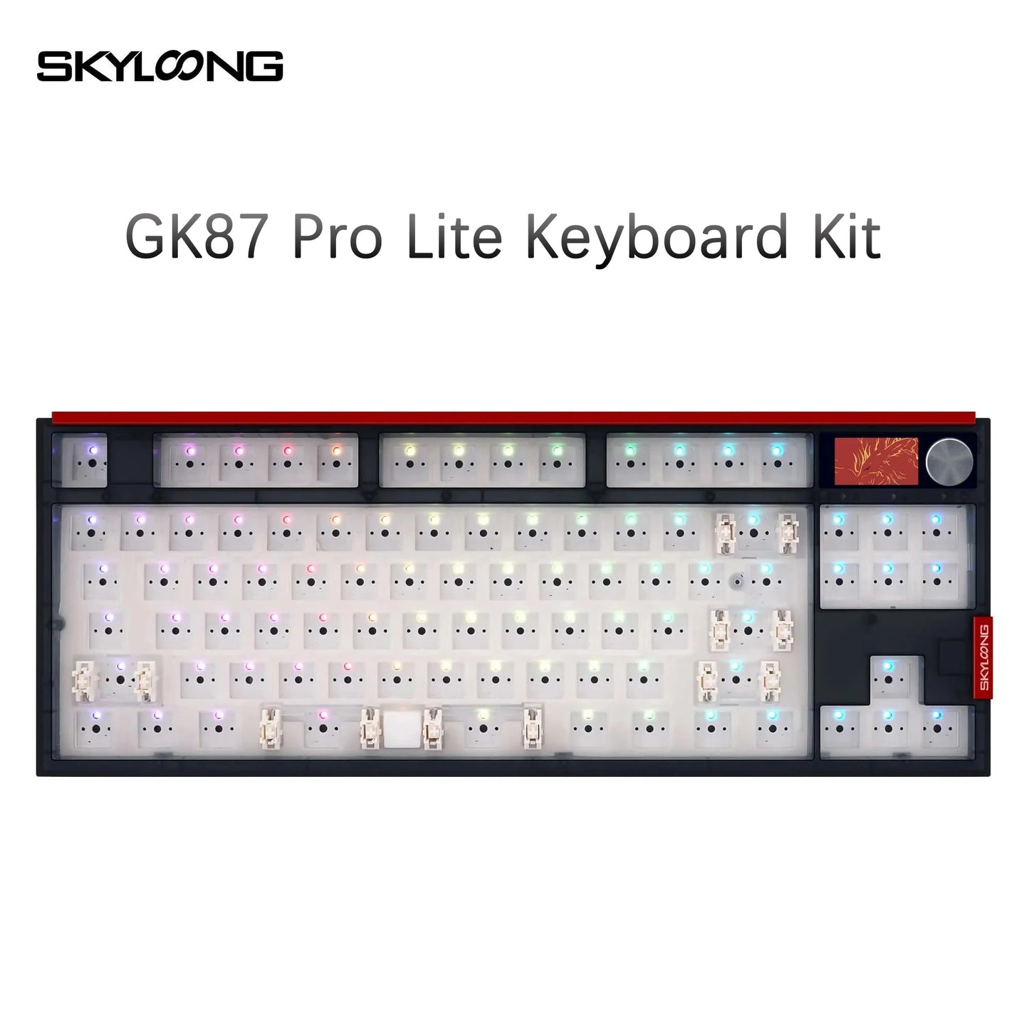 SKYLOONG GK87Pro Lite Keyboar Kit 3 Mode Connection 1.14inch LCD 1Knob With  Steel Sticker RGB Backlit DIY Gaming Keyboard Kit
