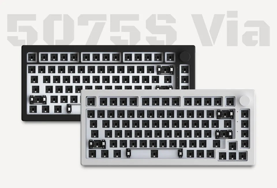 Akko 5075S VIA Kit 75% Custom Barebone Keyboard RGB Backlit 3/5-Pin Hotswap Mechanical Gaming Keyboard  with Knob Gasket Mount