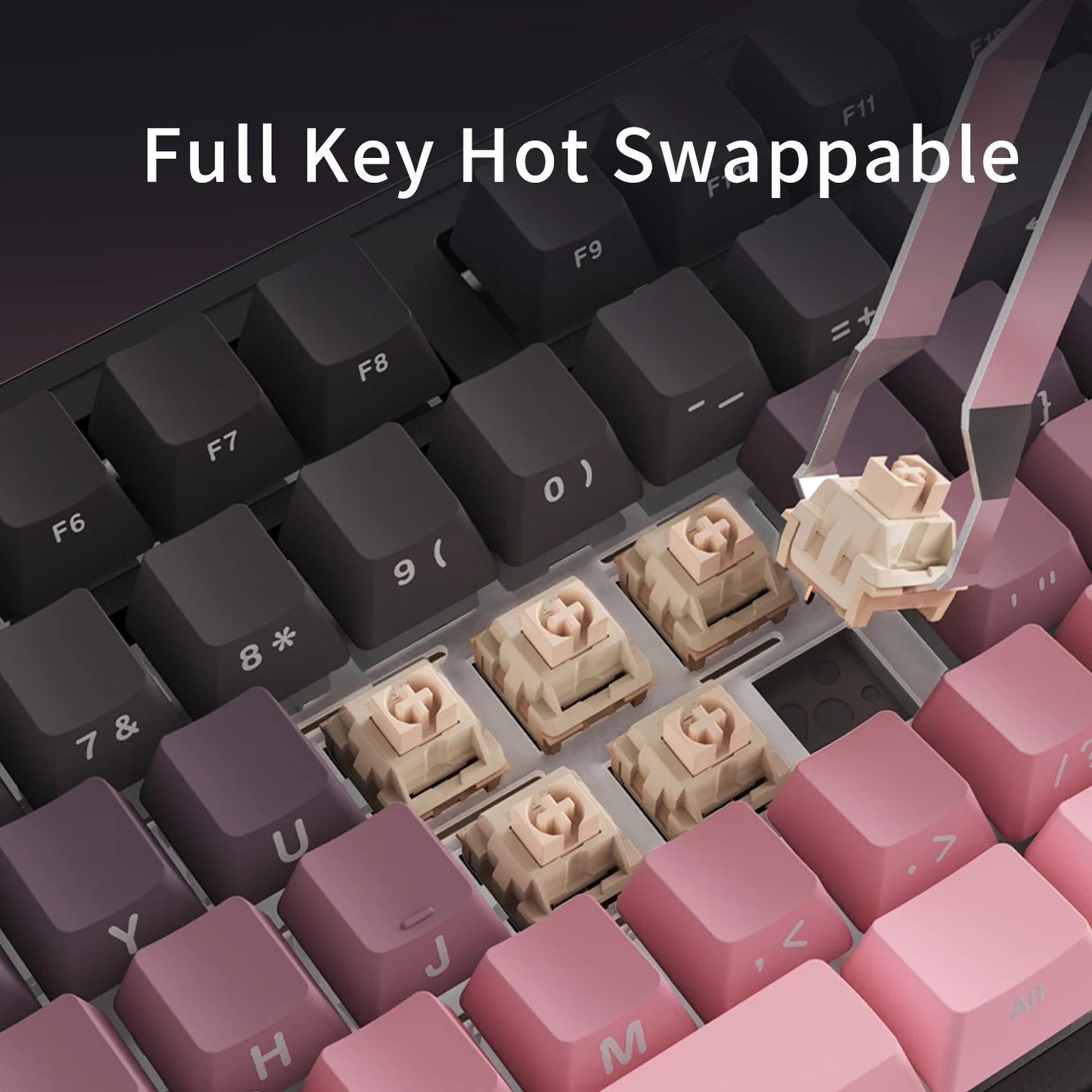 AJAZZ AK870 Plus 87-Key Wireless Mechanical Keyboard RGB Hot Swap Bluetooth Gaming Keyboard Multi-function Knob for Laptop PC
