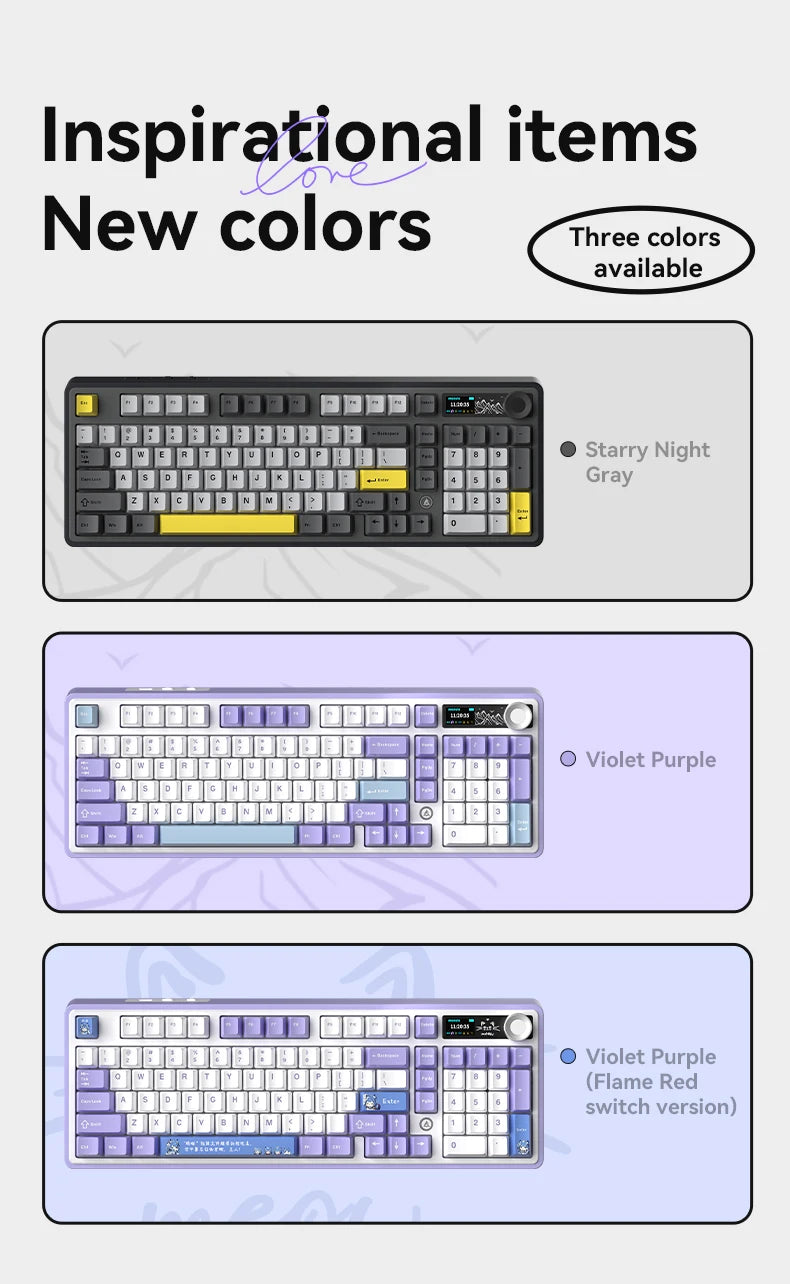 AJAZZ AK980 mechanical keyboard multifunctional knob gasket structure color screen wireless gaming keyboard PC gaming machine ac