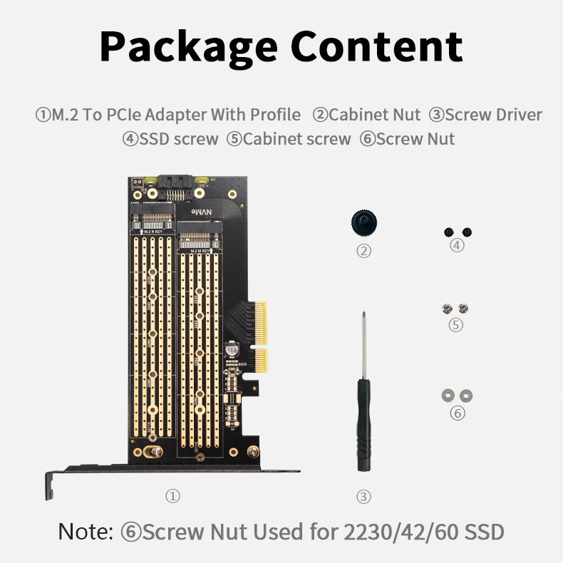 JEYI SK9 M.2 Dual PCIE 4.0 Adapter for NVMe / NGFF SSD With Turbo Fan, NVME (m Key) and SATA (b Key) SSD to PCIe x4 X8 X16 Slot
