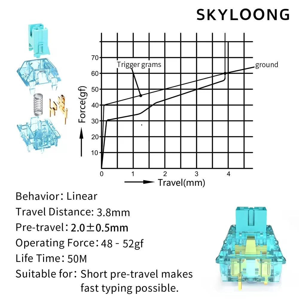 SKYLOONG Switch Glacier Silent Cucl2 Mechanical Switch 35Pcs/Set Keyboard Accessories 3pin/5pin Mechanical Switch