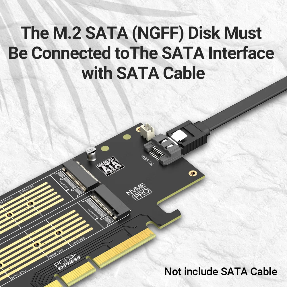 JEYI SK9 M.2 Dual PCIE 4.0 Adapter for NVMe / NGFF SSD With Turbo Fan, NVME (m Key) and SATA (b Key) SSD to PCIe x4 X8 X16 Slot