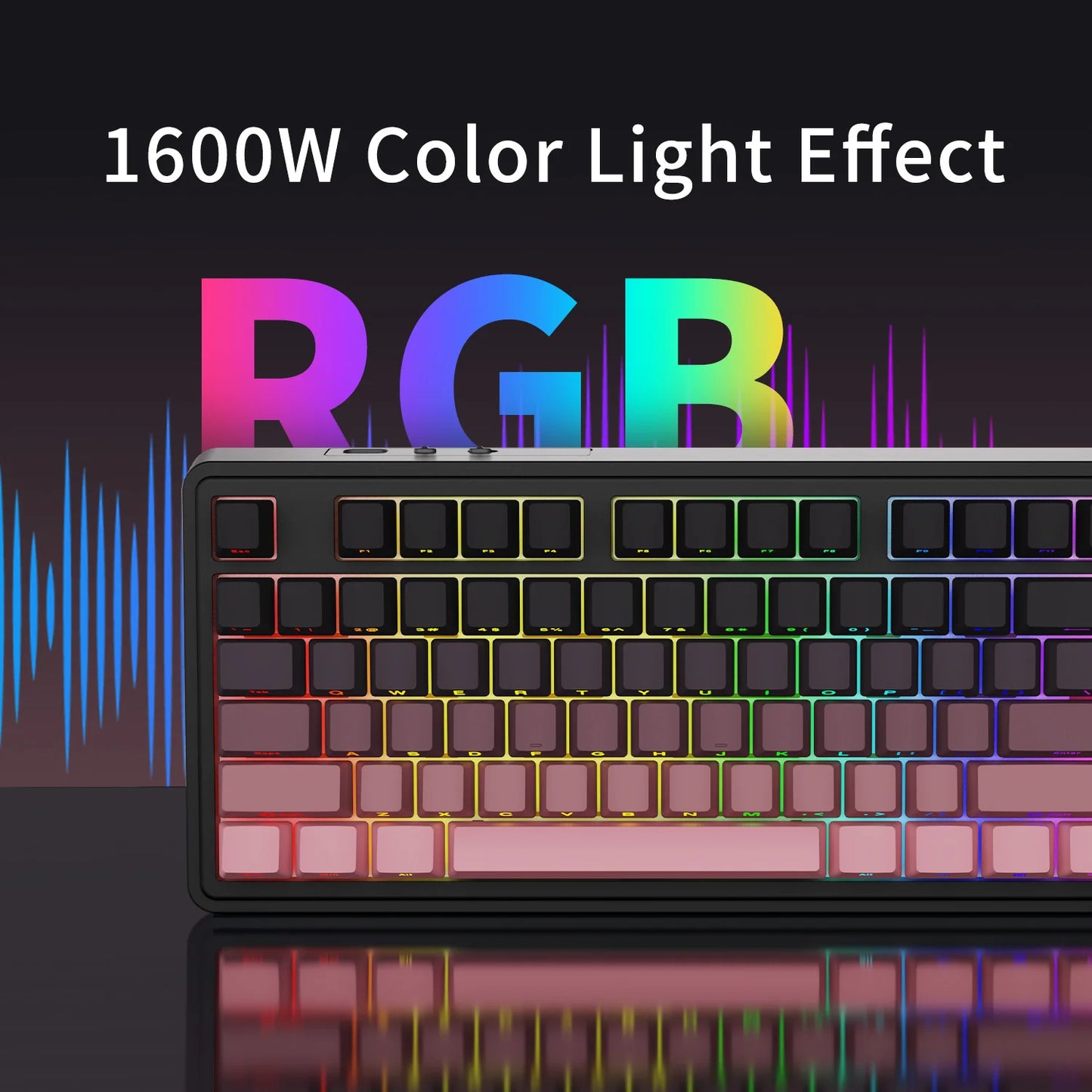AJAZZ AK870 Plus 87-Key Wireless Mechanical Keyboard RGB Hot Swap Bluetooth Gaming Keyboard Multi-function Knob for Laptop PC