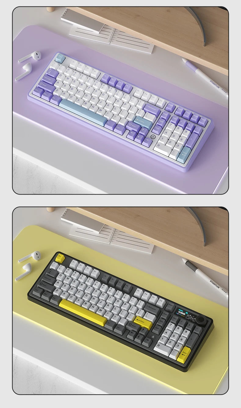 AJAZZ AK980 mechanical keyboard multifunctional knob gasket structure color screen wireless gaming keyboard PC gaming machine ac